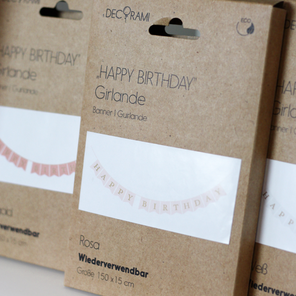 Papiergirlande "Happy Birthday" Weiß