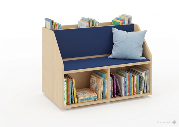 Kindersofa, Sofa mit Stauraum, Bücherregal-Sofa, Holzmoebel, Kissen