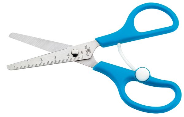 Schere, Kinderschere, Sicherheitsschere, blaue Griffe, Metallklingen