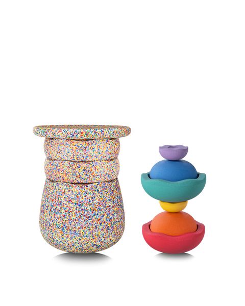 Glitterglas,  Streusel,  Stapelringe,  bunte Spielzeug,  stapelbare Ringe