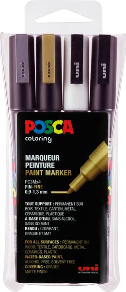 POSCA Stifte 4er Etui-Metallic, fein, 0,9 - 1,3 mm POSCA Stifte 4er Etui-Metallic, fein, 0,9 - 1,3 mm