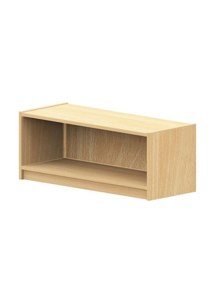 loweres Regal, Holzregal, offene Lagerung, Holzoptik, zwei Fächer