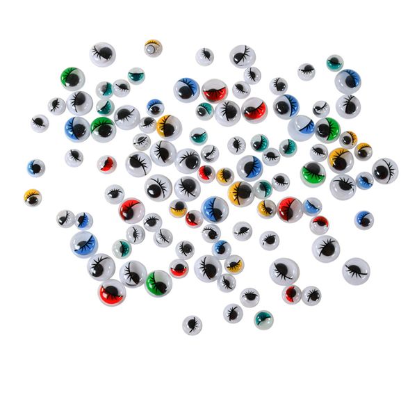 Wackelaugensortiment mit Wimpern bunt, 7 und 10 mm, 230 Stück