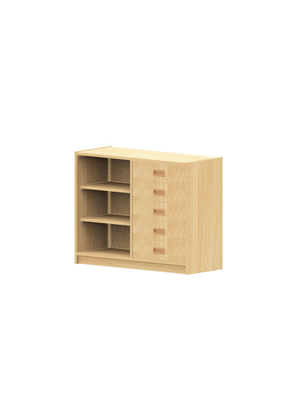 BasicPlus Unterschrank Regal links, 5 Schubladen rechts, B: 102 cm