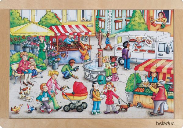 markt, straße, lebensmittel, familie, spielplatz