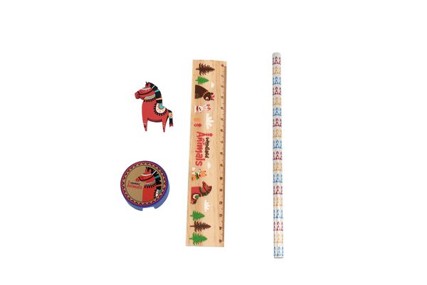 Schreib-Set Pferd (Lineal, Radierer, Bleistift, Spitzer), 6 Sets Schreib-Set Pferd (Lineal, Radierer, Bleistift, Spitzer), 6 Sets