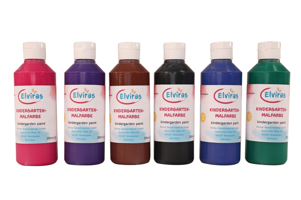 ELVIRAS Fingermalfarbe Zusatzfarben-Set, 6 x 250ml