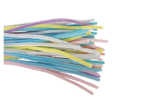 ELVIRAS Pfeifenputzer pastell, 50 cm lang, Ø 8 mm, farbig sortiert, 50 Stück