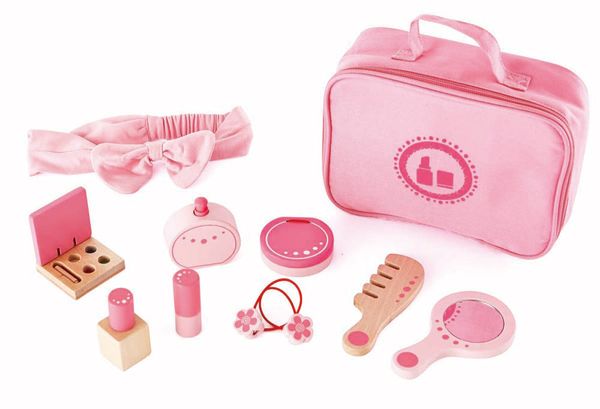 HAPE Rollenspiel Kosmetikkoffer,  10 Teile aus Holz