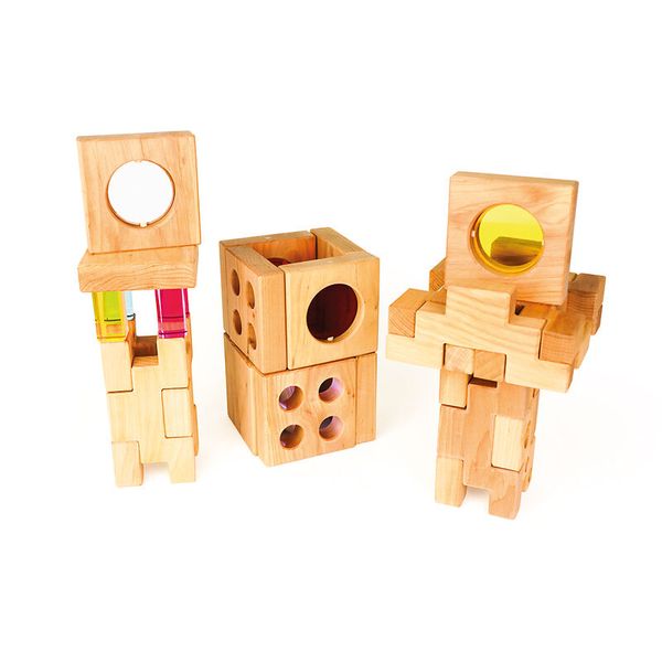 BUASPIEL Optikklötze im Holzrahmen, 12-teiliges Set