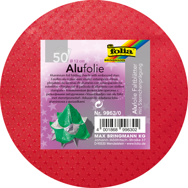 Origami Alufolie, Sternchenprägung, ø 12 cm, 50 Blatt