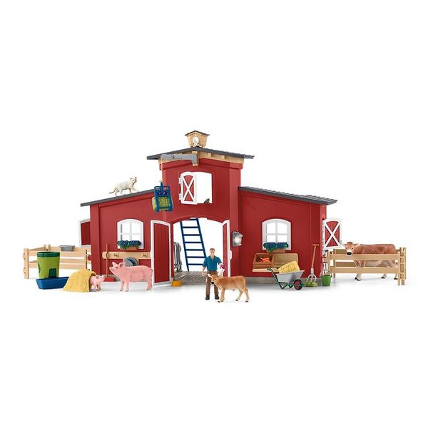 landwirtschaft, ställe, barn, tierfiguren, figurine