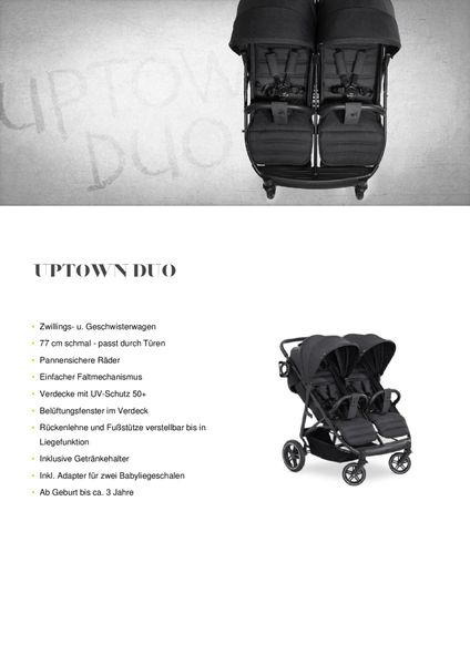 Zwillingskinderwagen, Duo-Kinderwagen, Reisekinderwagen, Schiebe-Kinderwagen, UPTOWN DUO