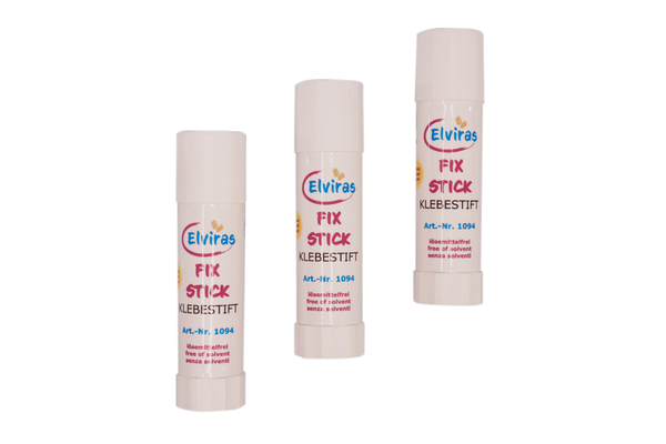 ELVIRAS Klebestift Fix Stick, lösungsmittelfrei, je 20 g, 12 Stück