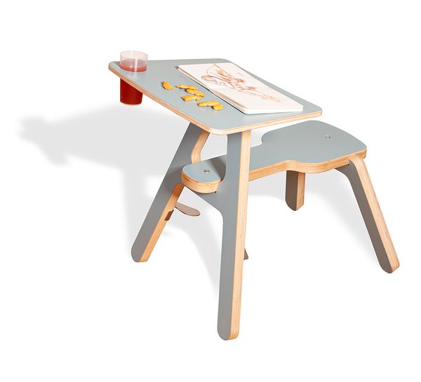 Kinder Tisch, Holz Tisch, Lern- und Spieltisch, grau, Kleinkind Tisch