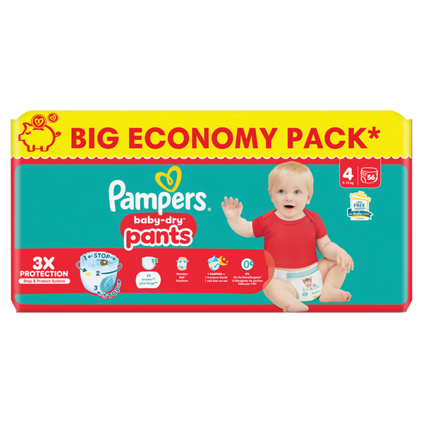 PAMPERS Baby Dry Pants Gr. 4, Maxi 9-15 kg, (verschiedene Verpackungsgrößen)