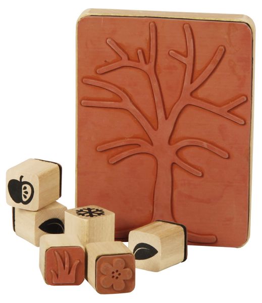 holzstempel, stempel, holzblock, baum, winter/saisonliche motifs