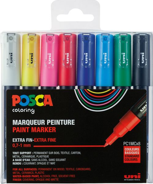 POSCA Stifte 8er Etui-Grundfarben, extra-fein, 0,7 - 1,0 mm POSCA Stifte 8er Etui-Grundfarben, extra-fein, 0,7 - 1,0 mm