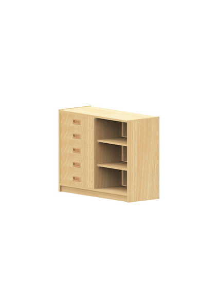 BasicPlus Unterschrank 5 Schubladen links, Regal rechts, B: 102 cm