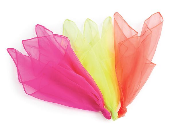 Jongliertücher (aus Chiffon) in 3 Farben, 12 Stück, Maße 41x41 cm