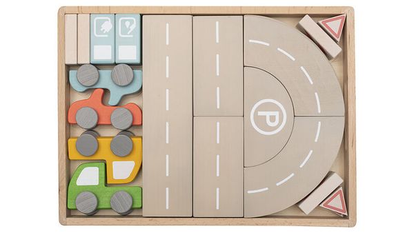 BETZOLD Spielwelt-Bausteinwagen mit 5 Fächern, 225 Teile