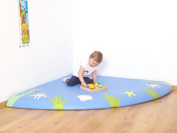 Spielmatte für Ecke, Schaumstoff/ Kunstleder, Motiv Ozean, HxTxB: 140 x 140 x 10 cm