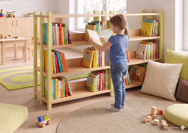 Bücherregal, 100 cm breit, mittig mit Aufkantung, doppelseitig, Höhe wählbar