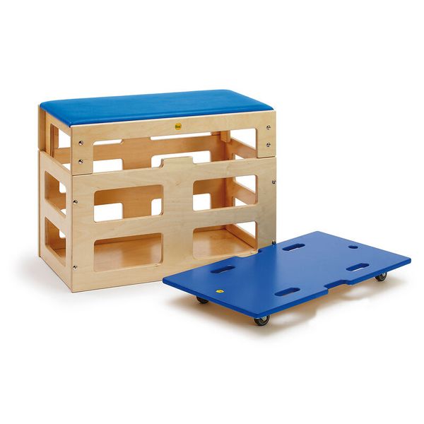 Puppe, Kiste, Holz, Sitzbank, Rollbrett