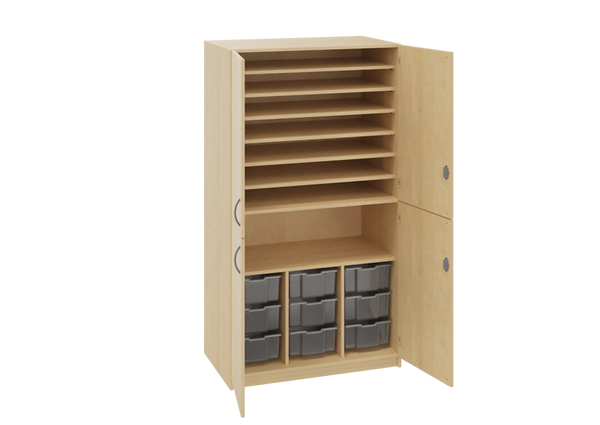Bastelschrank mit 9 mittleren Boxen und 4 Halbtüren, Varianten wählbar