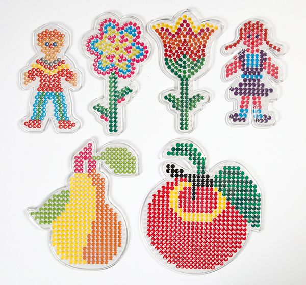 Steckvorlagen für Bügelperlen, Motiv Kinder und Blumen, 6 Stück Steckvorlagen für Bügelperlen, Motiv Kinder und Blumen, 6 Stück