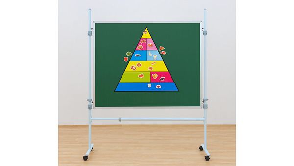 pyramid chart, educational board, mobile stand, green board, colorful pyramid