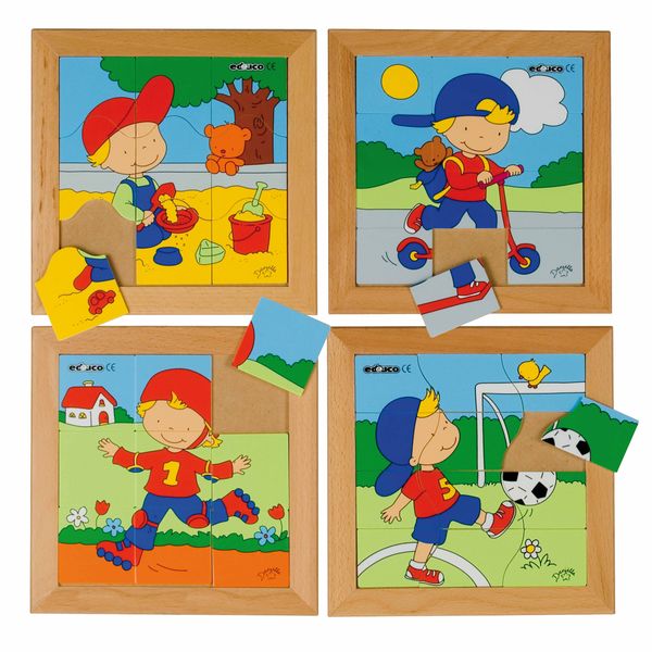 EDUCO Jungen Puzzle, 4 Puzzle, 9-12 Teile, ab 3 Jahre