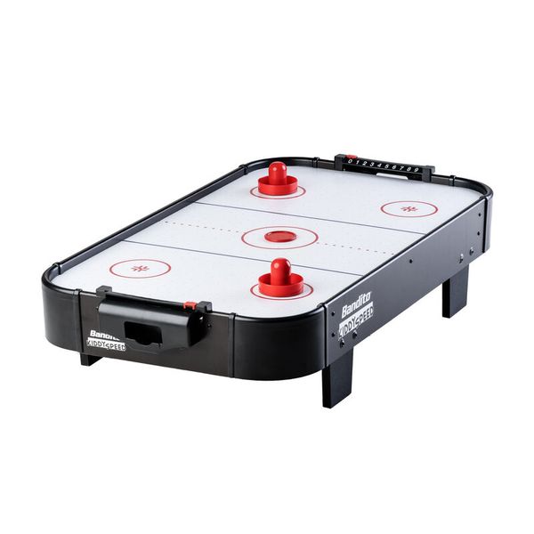 tischhockey tisch, minitisch, rote Schläger, Puck enthalten, klappbare Beine