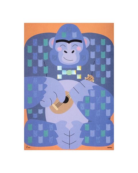 Gorilla, Gitarre, Musikinstrument, Farbdesign, Illustration