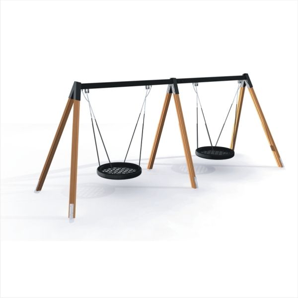 Schaukel, Schaukelsitz, Holzrahmen, Outdoor-Spielgerät, Rundsitzschaukel