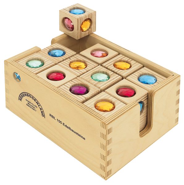Holzspielzeug, Farbensteine, Bausteinbox, Kinderbausteine, Klemmbausteine