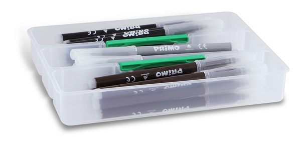 Marker pens, Assorted markers, Kunststoff-Behälter, Kunststoff-Schale, Grüne und schwarze Marker