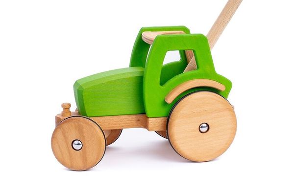 DYNAMIKO Holztraktor MIO mit Lenkstange, Grün, ab 1,5 Jahre