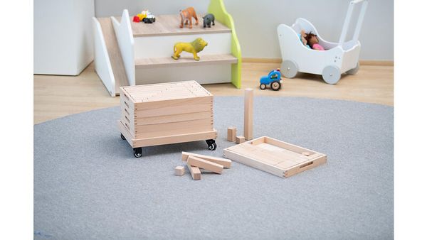 BETZOLD Bausteinwagen mit 6 Fächern, Baustein-Set wählbar