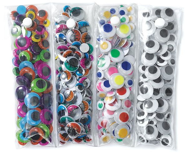 Wackelaugensortiment, 4 Designs, 9,5 - 19 mm, 500 Stück