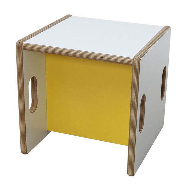 Kindertisch, Kinderstuhl, Kreuztisch, Holzplatten, Gelb
