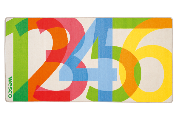 matte rug, colorful numbers, 23456, numeral pattern, area rug