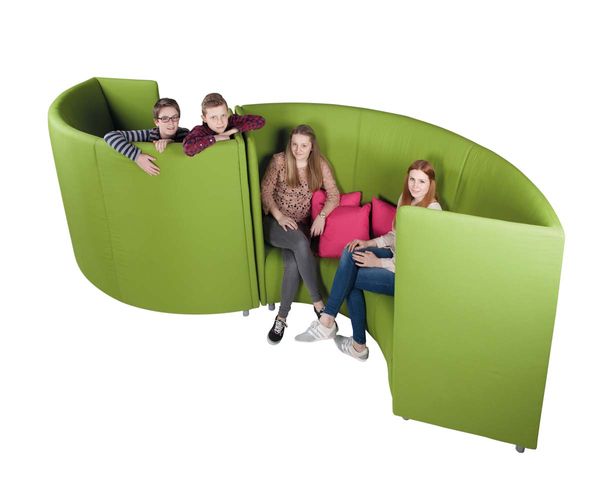 Gebogenes Akustiksofa, 3-4 Sitzer, Baumwollstoff Gebogenes Akustiksofa, 3-4 Sitzer, Baumwollstoff