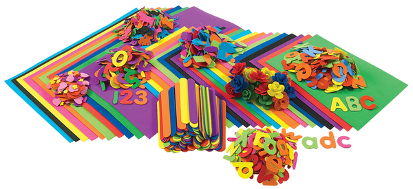 Moosgummi-Sortiment, versch. Formen und Farben, 914 Teile