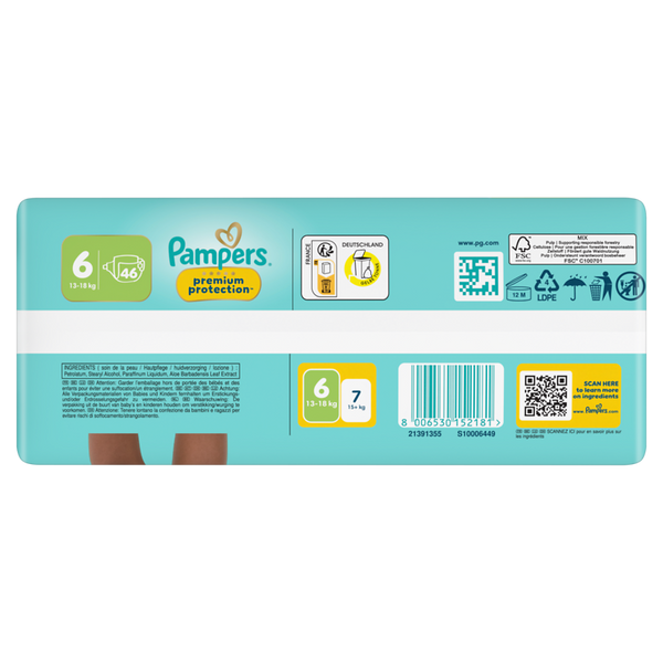 Babywindeln, Größe 6, blaues Verpackungsmaterial, Pampers, Windeln für Babys