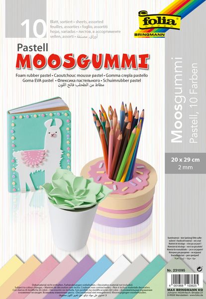 FOLIA Moosgummi pastell, 20x29cm, 10 Blatt