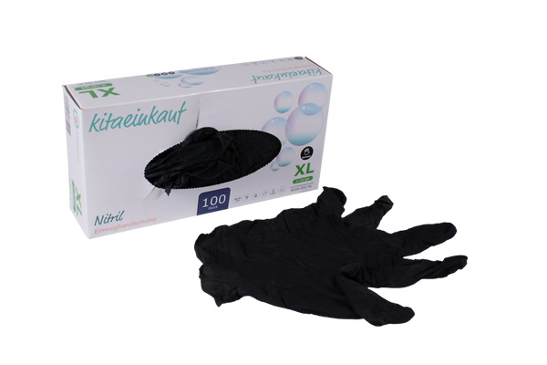 Handschuhe Nitril, puderfrei, Gr. XL, 100 Stk., schwarz