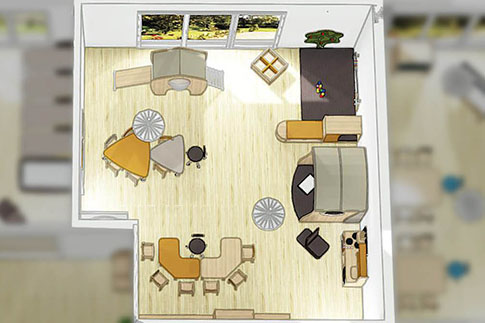 Darstellung eines Spielbereiches im Kindergarten von oben