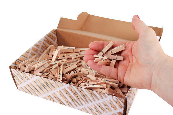 FOLIA Holzklammern, 2,5-5 cm, Großpackung, 480 Stück, Farbe wählbar