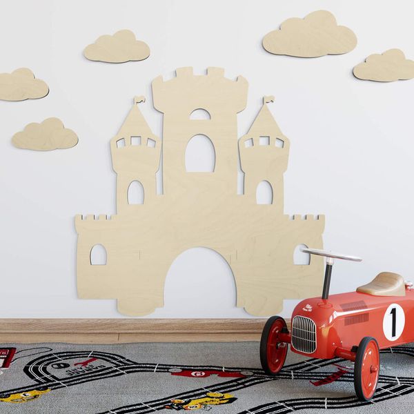 Wolken-Set, 5 Stück aus Pappelholz, verschiedene Größen Wolken-Set, 5 Stück aus Pappelholz, verschiedene Größen